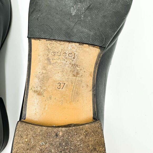 Gucci Jordaan Horsebit Loafer Black Leather Flats Buckle 37, 7 - Picture 11 of 15